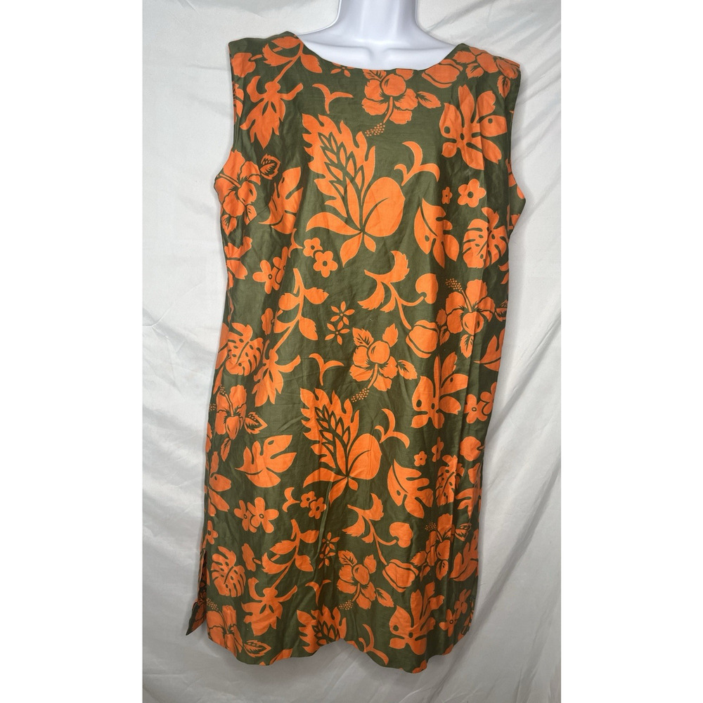 Ui Maikai Hawaiian Shift Dress Tag Size L Bold Tropical Hibiscus Print 1960s
